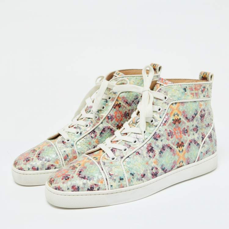 مملوكة مسبقًا Christian Louboutin Multicolor Snakeskin Leather Louis High Top Sneakers Size 43