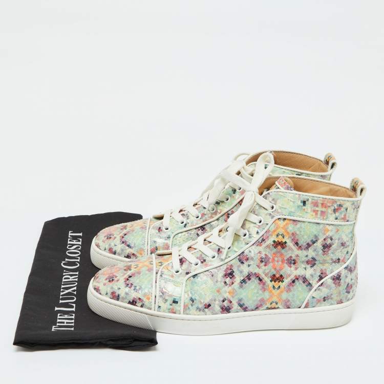 مملوكة مسبقًا Christian Louboutin Multicolor Snakeskin Leather Louis High Top Sneakers Size 43