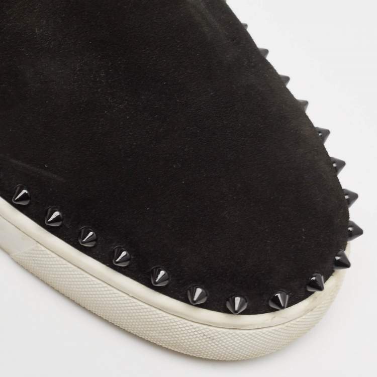 Pre Owned Christian Louboutin Black Suede Pik Boat Slip On Sneakers Size 44