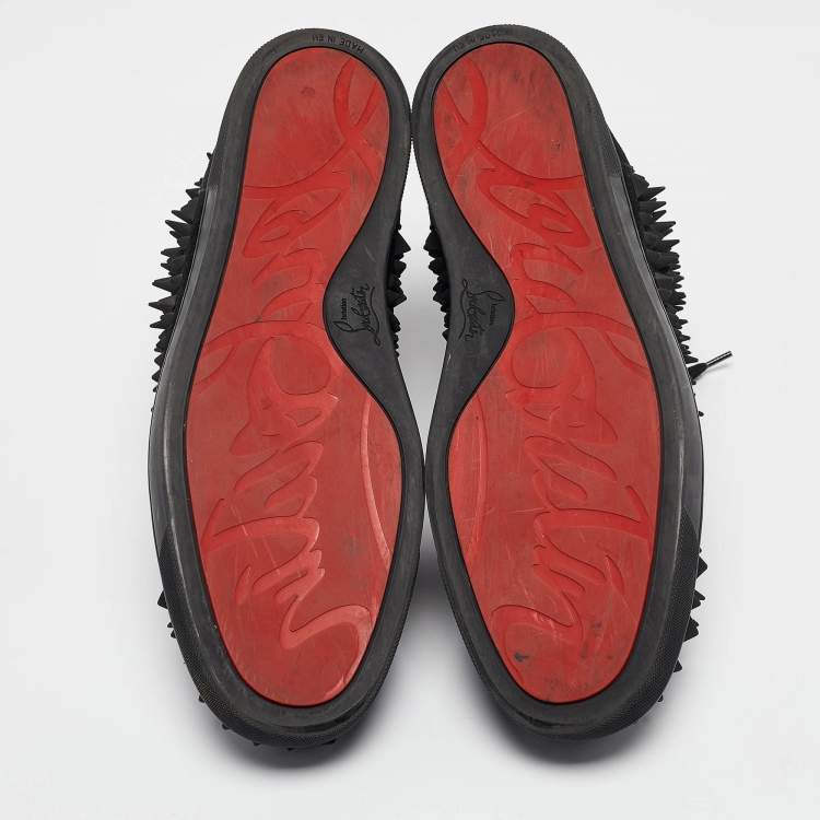 Pre Owned Christian Louboutin Black Suede Louis Pik Pik Sneakers Size 45.5