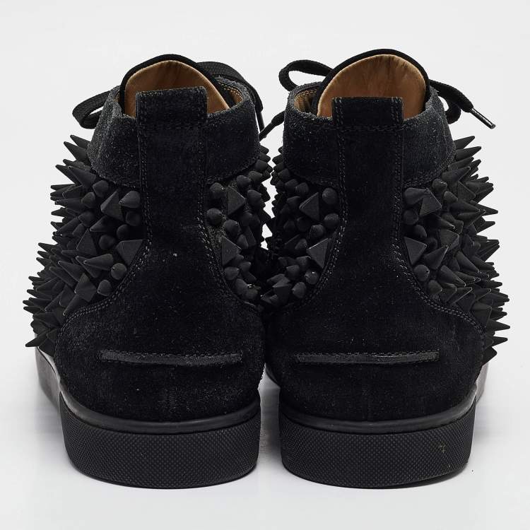 Pre Owned Christian Louboutin Black Suede Louis Pik Pik Sneakers Size 45.5