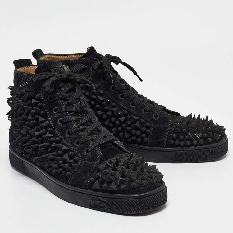 Pre Owned Christian Louboutin Black Suede Louis Pik Pik Sneakers Size 45.5