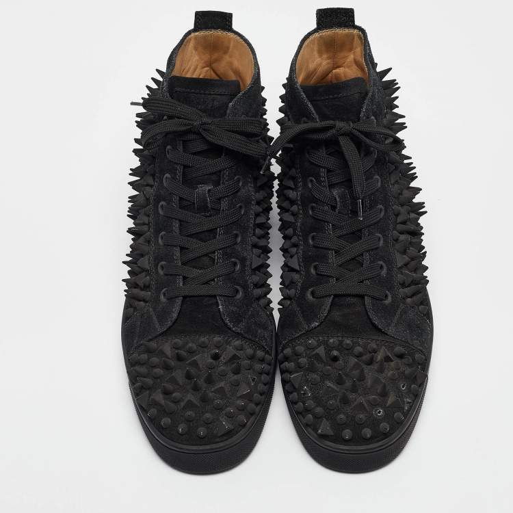 Pre Owned Christian Louboutin Black Suede Louis Pik Pik Sneakers Size 45.5