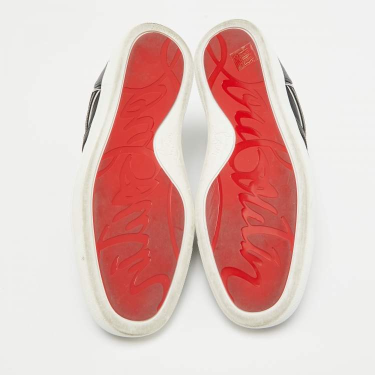 Pre Owned Christian Louboutin Black/White Fabric and Leather Vida Viva Low Top Sneakers Size 39