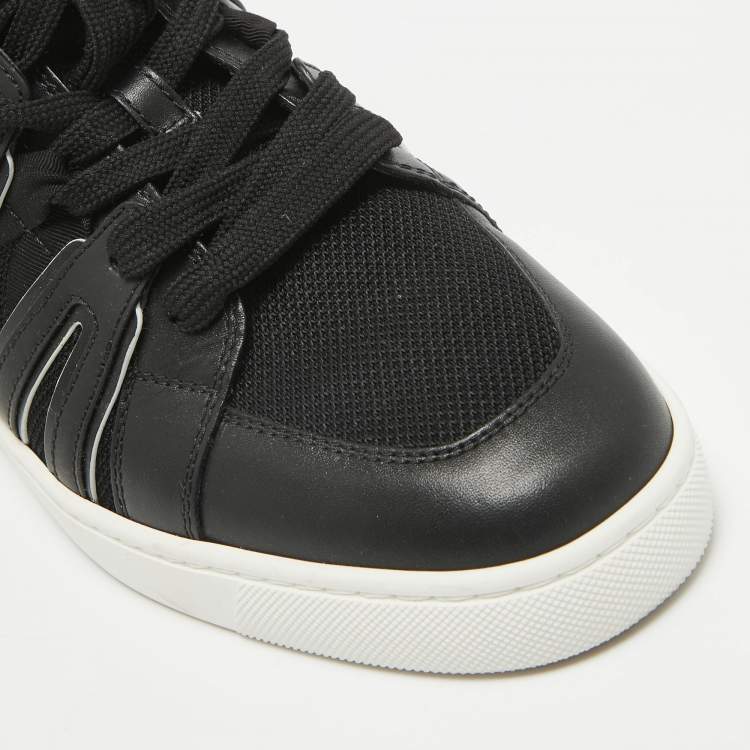 Pre Owned Christian Louboutin Black/White Fabric and Leather Vida Viva Low Top Sneakers Size 39