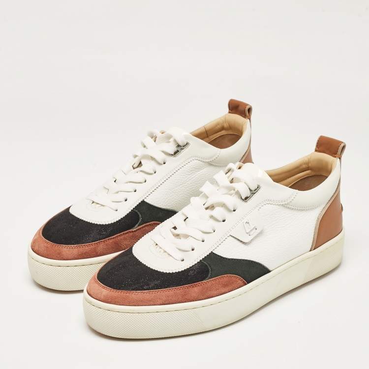 Pre Owned Christian Louboutin Multicolor Leather and Suede Happyrui Lace Up Sneakers Size 44