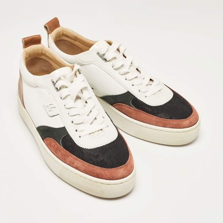 Pre Owned Christian Louboutin Multicolor Leather and Suede Happyrui Lace Up Sneakers Size 44