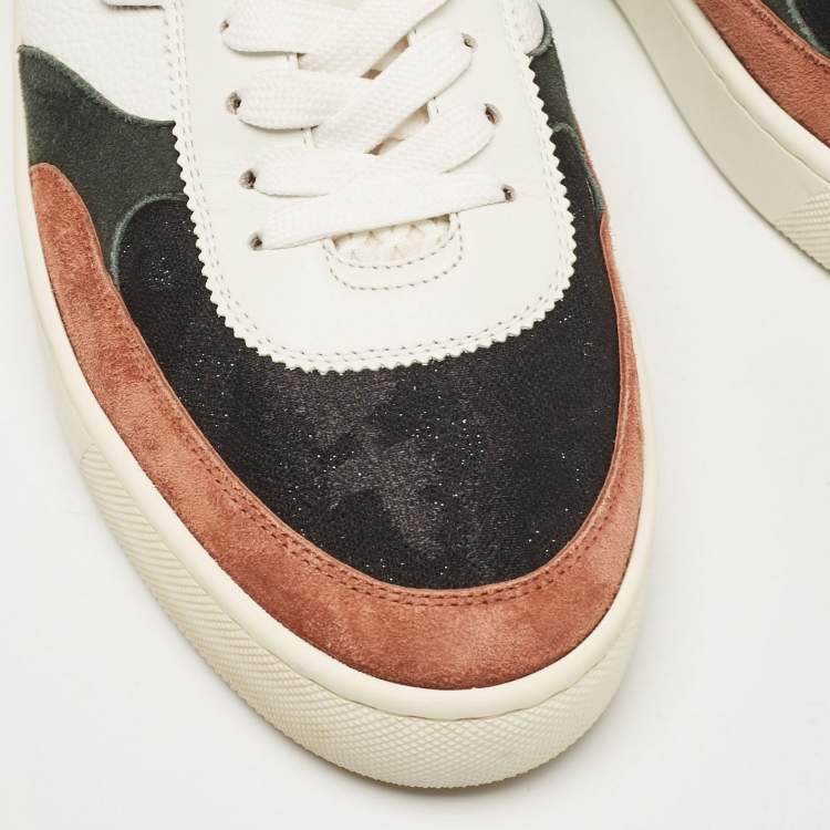 Pre Owned Christian Louboutin Multicolor Leather and Suede Happyrui Lace Up Sneakers Size 44