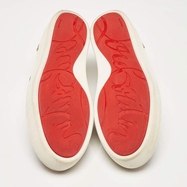 Pre Owned Christian Louboutin Multicolor Leather and Suede Happyrui Lace Up Sneakers Size 44