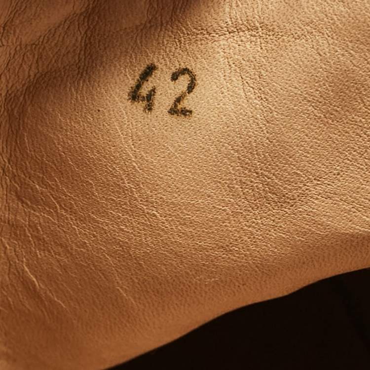 Pre Owned Christian Louboutin Brown Leather Pik Boat Slip On Sneakers Size 42