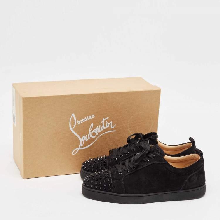 Pre Owned Christian Louboutin Black Suede Louis Junior Spikes Sneakers Size 44