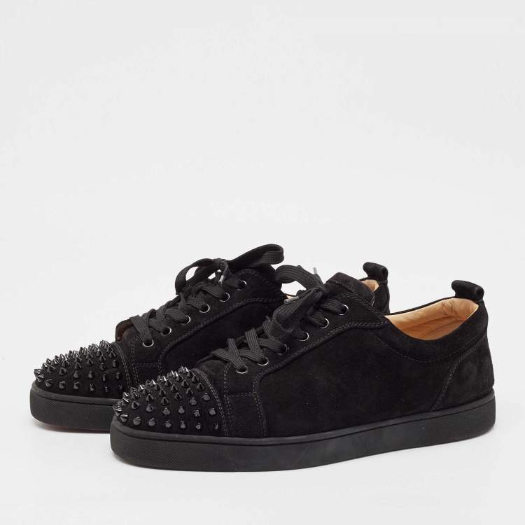 Pre Owned Christian Louboutin Black Suede Louis Junior Spikes Sneakers Size 44