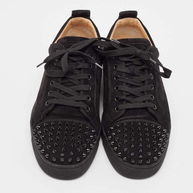 Pre Owned Christian Louboutin Black Suede Louis Junior Spikes Sneakers Size 44