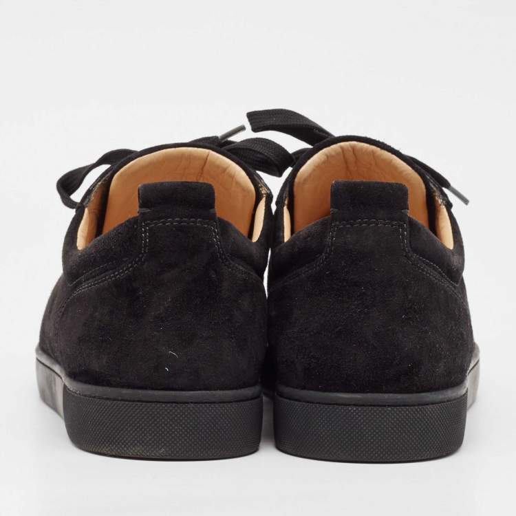 Pre Owned Christian Louboutin Black Suede Louis Junior Spikes Sneakers Size 44