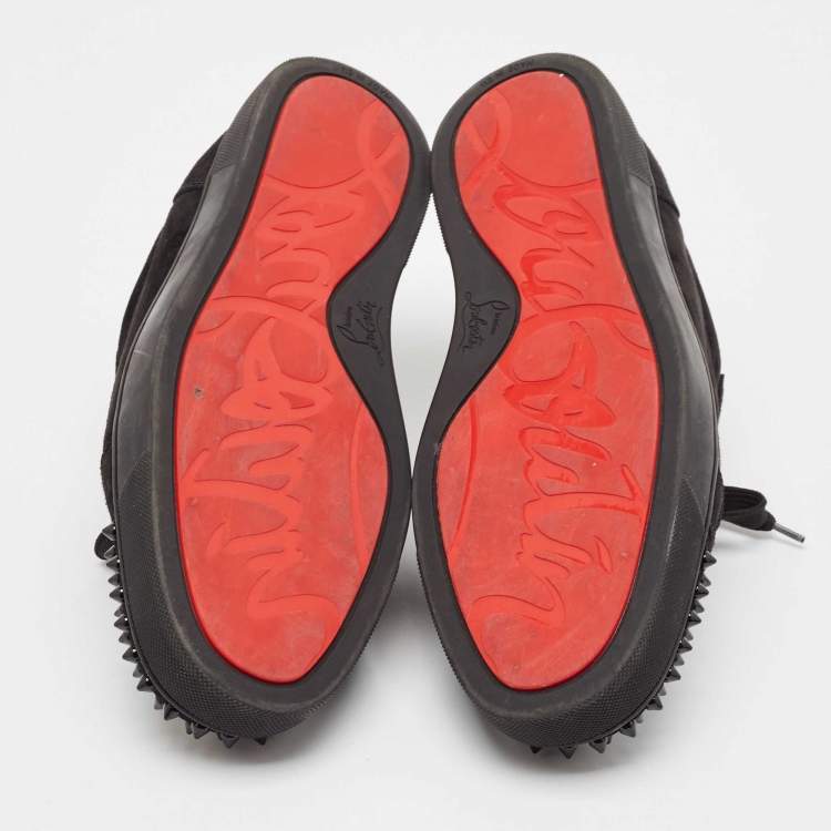 Pre Owned Christian Louboutin Black Suede Louis Junior Spikes Sneakers Size 44