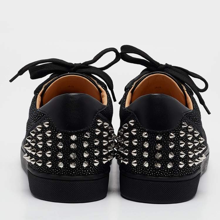 Pre Owned Christian Louboutin Black Glitter Suede Seavaste 2 Sneakers Size 43