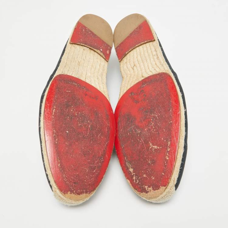 Pre Owned Christian Louboutin Navy Blue Canvas Nanou Orlato Espadrille Flats Size 43