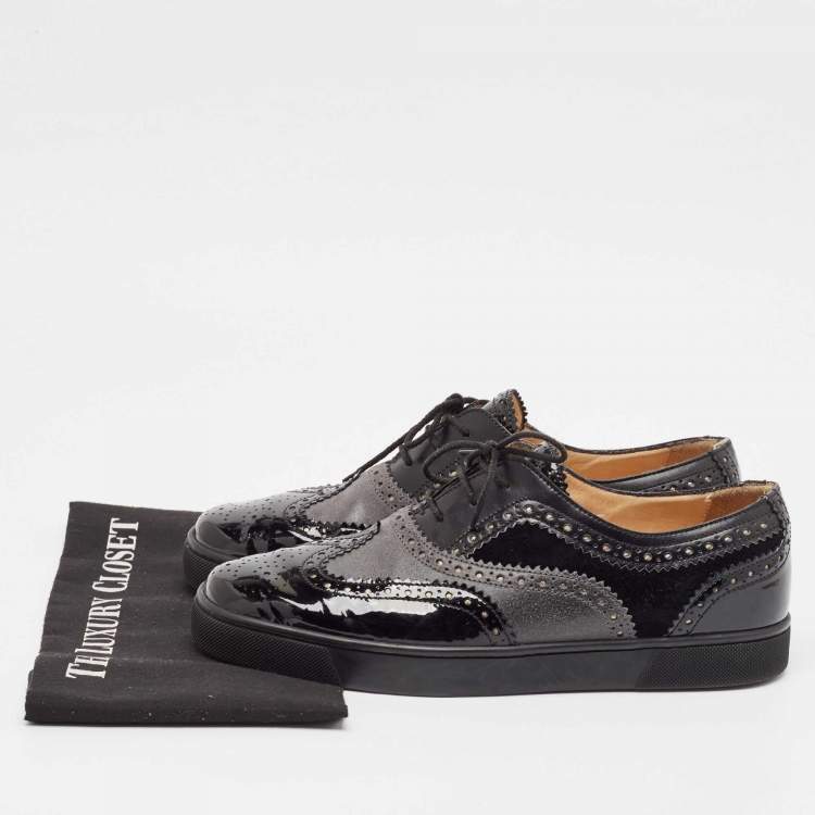 مملوكة مسبقًا Christian Louboutin Black Suede and Leather Brogues Sneakers Size 43
