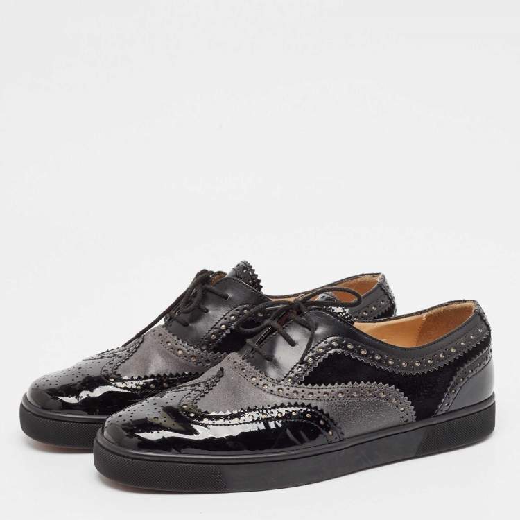 مملوكة مسبقًا Christian Louboutin Black Suede and Leather Brogues Sneakers Size 43
