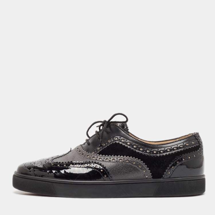 مملوكة مسبقًا Christian Louboutin Black Suede and Leather Brogues Sneakers Size 43