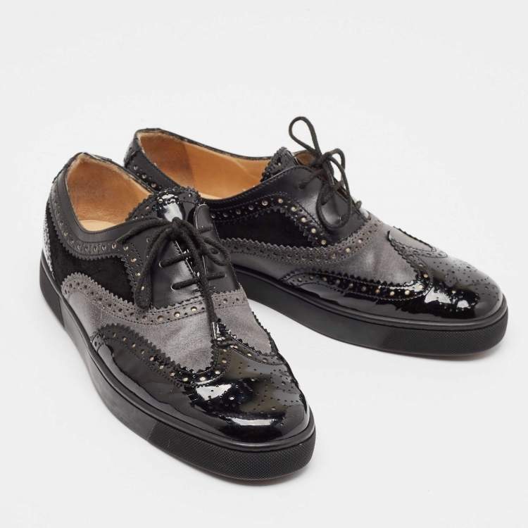 مملوكة مسبقًا Christian Louboutin Black Suede and Leather Brogues Sneakers Size 43
