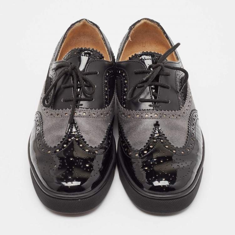 مملوكة مسبقًا Christian Louboutin Black Suede and Leather Brogues Sneakers Size 43