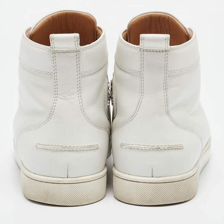Pre Owned Christian Louboutin White Leather Louis High Top Sneakers Size 44