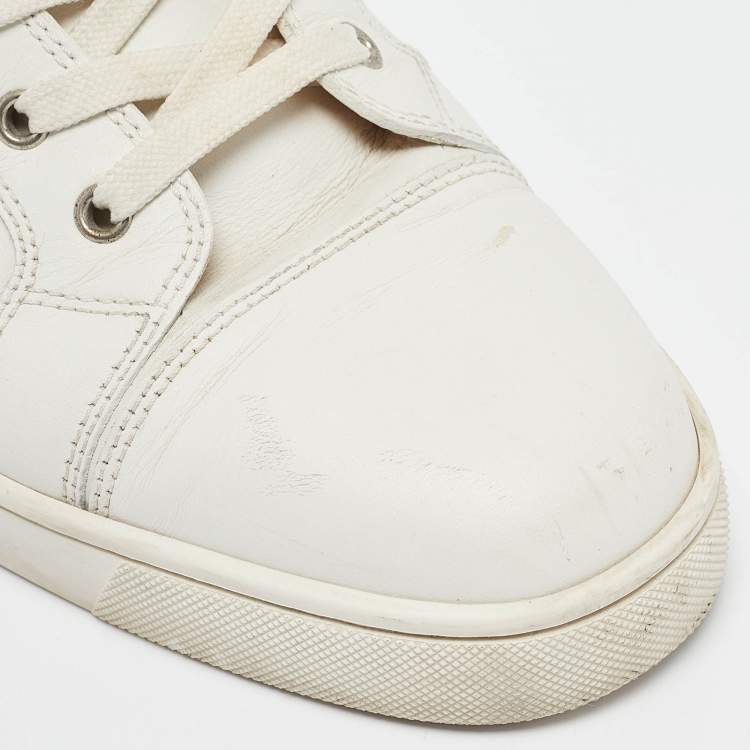 Pre Owned Christian Louboutin White Leather Louis High Top Sneakers Size 44