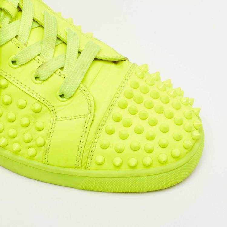 Pre Owned Christian Louboutin Green Leather Louis Spikes High Top Sneakers Size 44