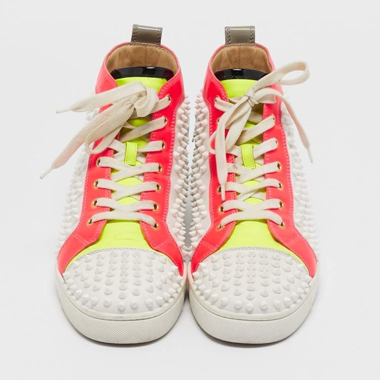 Pre Owned Christian Louboutin Multicolor Leather Louis Spikes High Top Sneakers Size 43.5
