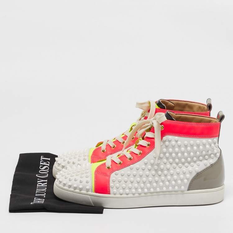 Pre Owned Christian Louboutin Multicolor Leather Louis Spikes High Top Sneakers Size 43.5