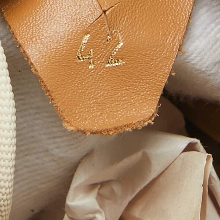 Pre Owned Christian Louboutin Cream Canvas Panamic Lace Up Sneakers Size 42