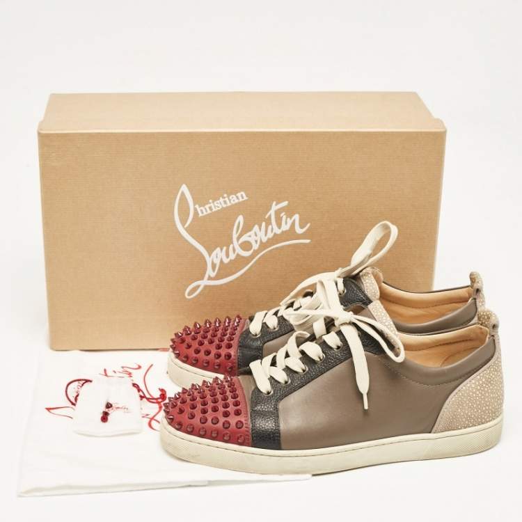 Pre Owned Christian Louboutin Multicolor Leather Louis Junior Spikes Lace Up Sneakers Size 43