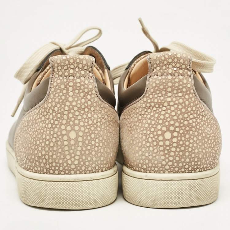 Pre Owned Christian Louboutin Multicolor Leather Louis Junior Spikes Lace Up Sneakers Size 43