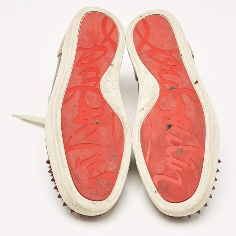Pre Owned Christian Louboutin Multicolor Leather Louis Junior Spikes Lace Up Sneakers Size 43