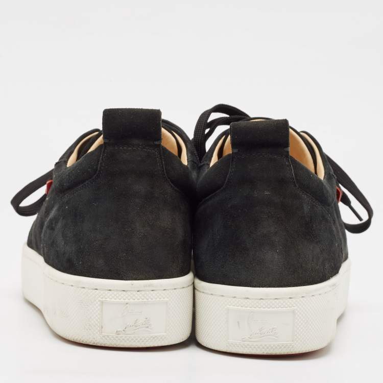 Pre Owned Christian Louboutin Black Suede Happyrui Spikes Sneakers Size 45