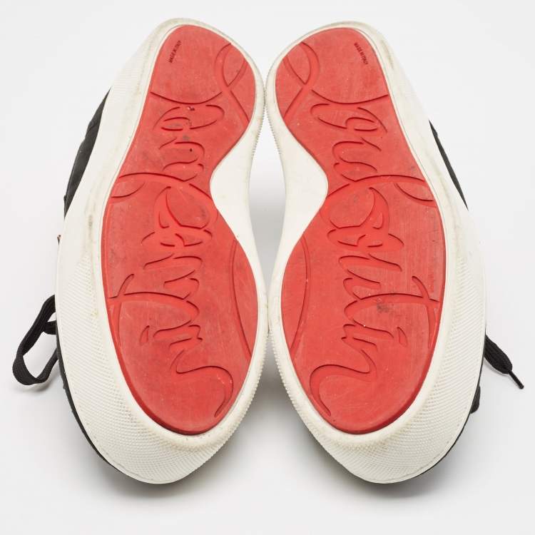 Pre Owned Christian Louboutin Black Suede Happyrui Spikes Sneakers Size 45