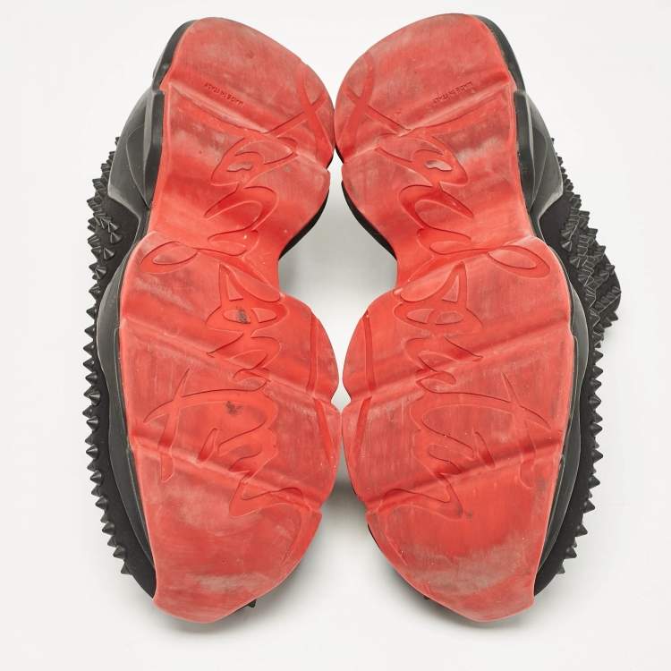 Pre Owned Christian Louboutin Black Neoprene Spike Sock Donna Sneakers Size 43