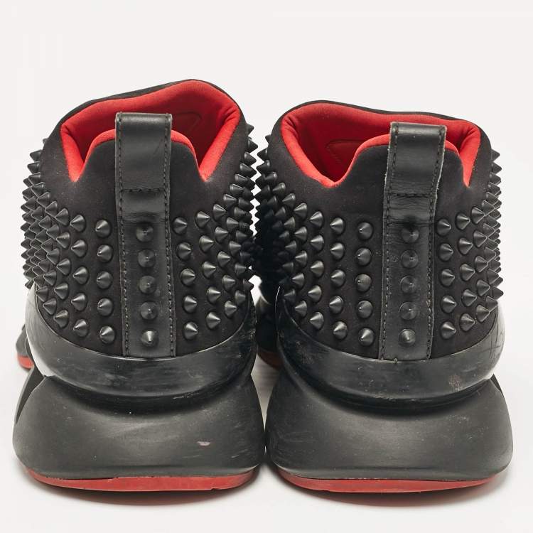 Pre Owned Christian Louboutin Black Neoprene Spike Sock Donna Sneakers Size 43
