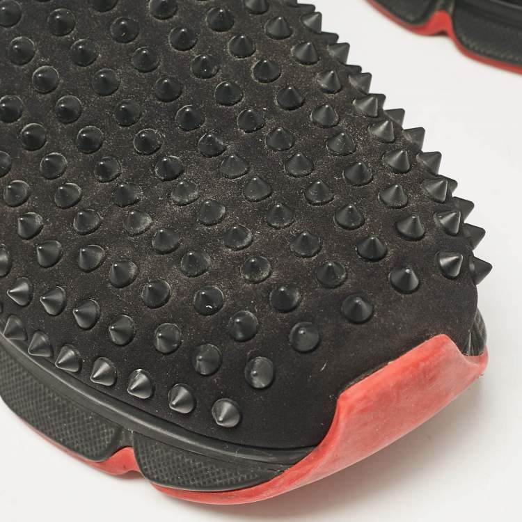 Pre Owned Christian Louboutin Black Neoprene Spike Sock Donna Sneakers Size 43