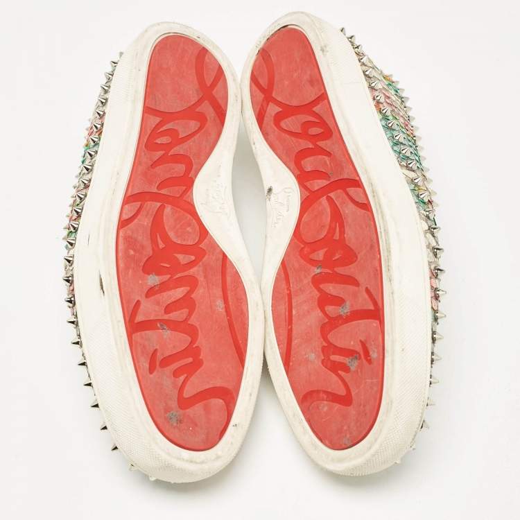 Pre Owned Christian Louboutin Multicolor Python Spike Pik Boat Sneakers Size 43