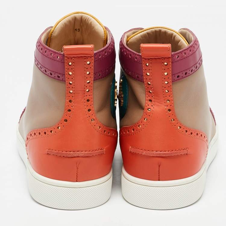 مملوكة مسبقًا Christian Louboutin Multicolor Brogue Leather Fleuri Sneakers Size 43