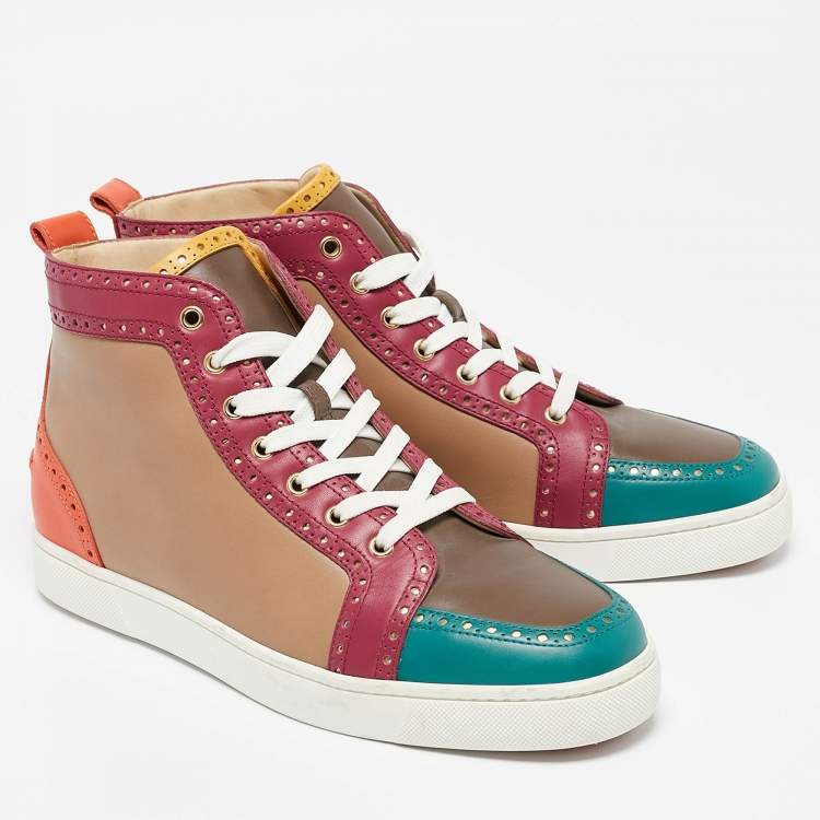مملوكة مسبقًا Christian Louboutin Multicolor Brogue Leather Fleuri Sneakers Size 43