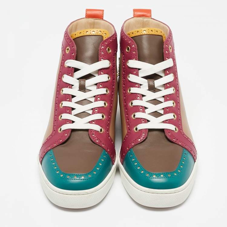 مملوكة مسبقًا Christian Louboutin Multicolor Brogue Leather Fleuri Sneakers Size 43