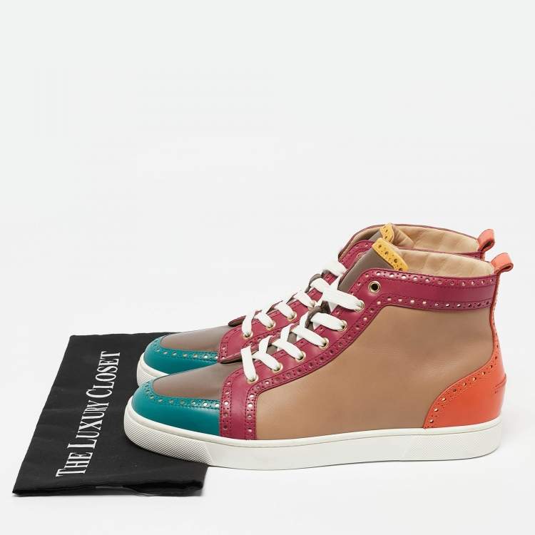 مملوكة مسبقًا Christian Louboutin Multicolor Brogue Leather Fleuri Sneakers Size 43