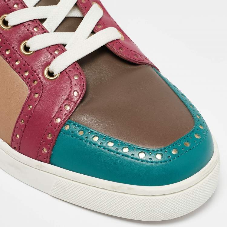مملوكة مسبقًا Christian Louboutin Multicolor Brogue Leather Fleuri Sneakers Size 43
