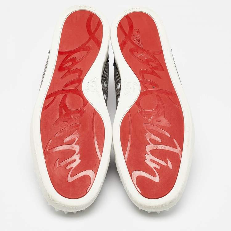 مملوكة مسبقًا Christian Louboutin Multicolor Check Fabric and Leather Louis Spikes Sneakers Size 43