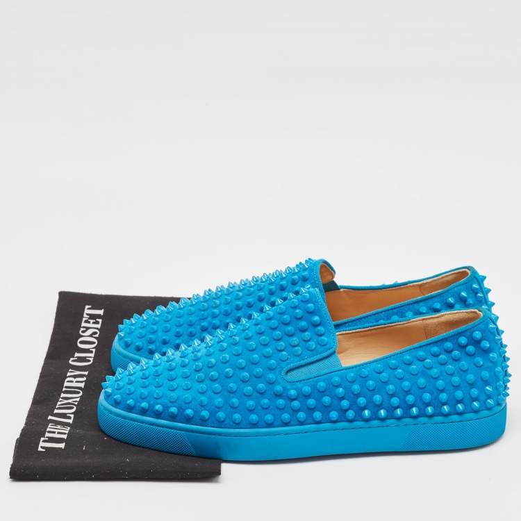 مملوكة مسبقًا Christian Louboutin Blue Suede Roller Boat Sneakers Size 43