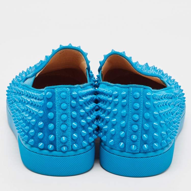 مملوكة مسبقًا Christian Louboutin Blue Suede Roller Boat Sneakers Size 43