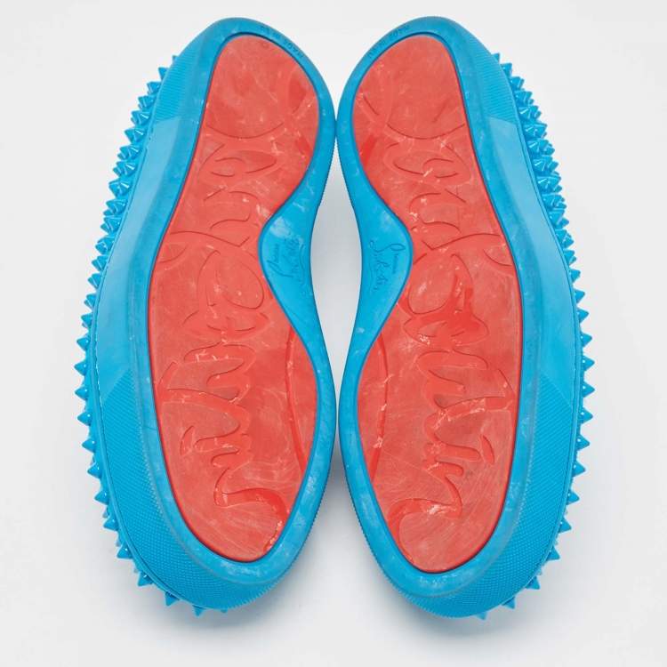 مملوكة مسبقًا Christian Louboutin Blue Suede Roller Boat Sneakers Size 43